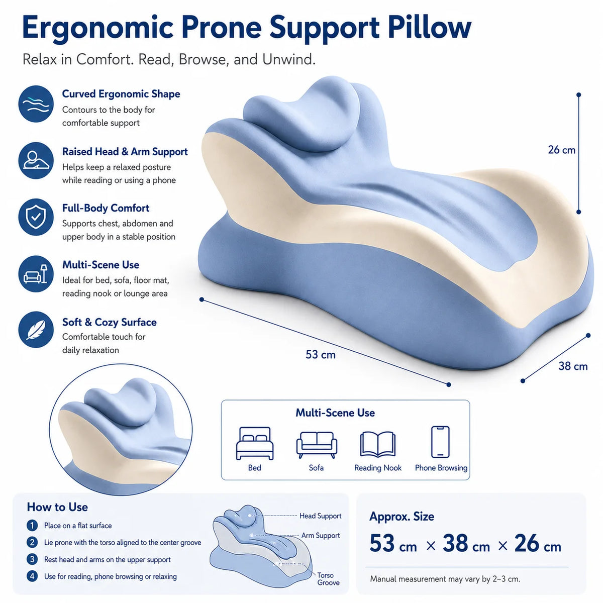 Memory Foam Reading & Support Pillow