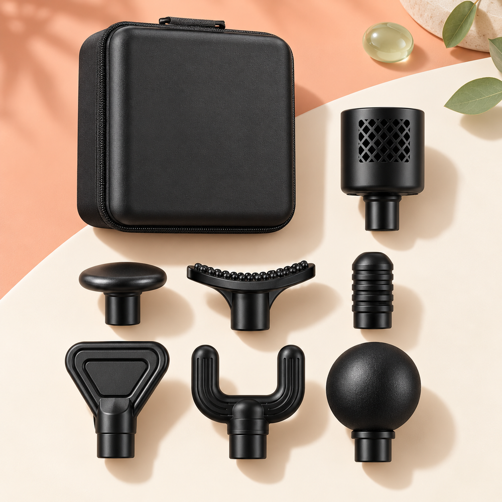 Storage case and seven massage heads