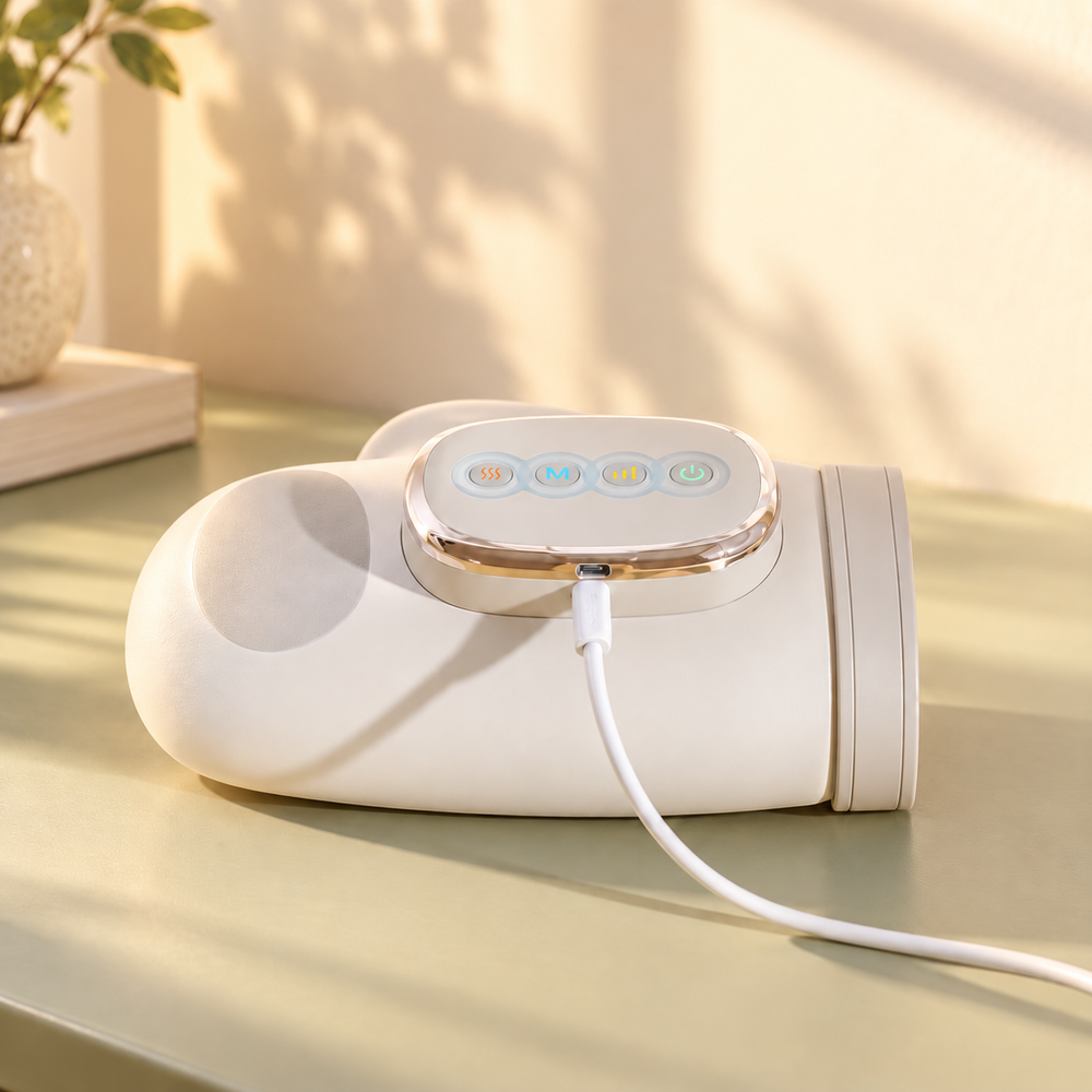 Hand massager connected to a USB-C cable