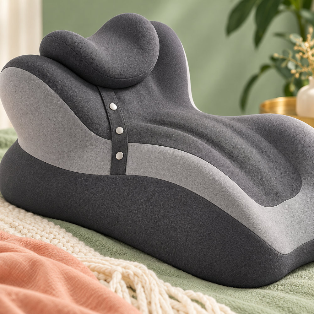 Two-tone reading pillow textile and seams