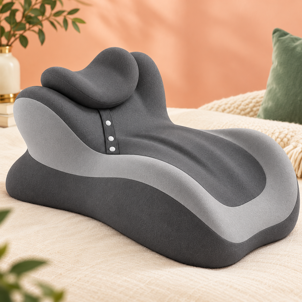 Reading pillow removable headrest and snap strap